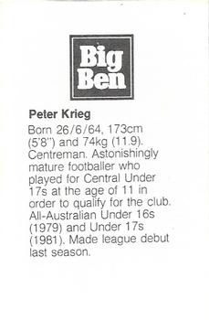 1983 Big Ben SANFL Footballers #NNO Peter Kreig Back